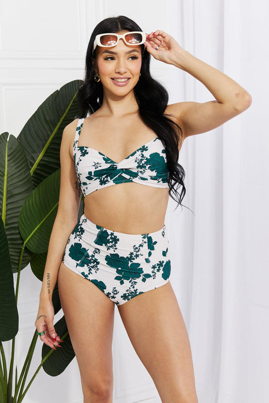 Marina West Swim Take A Dip Twist High-Rise Bikini in Forest - Glamorous Boutique USA L.L.C.