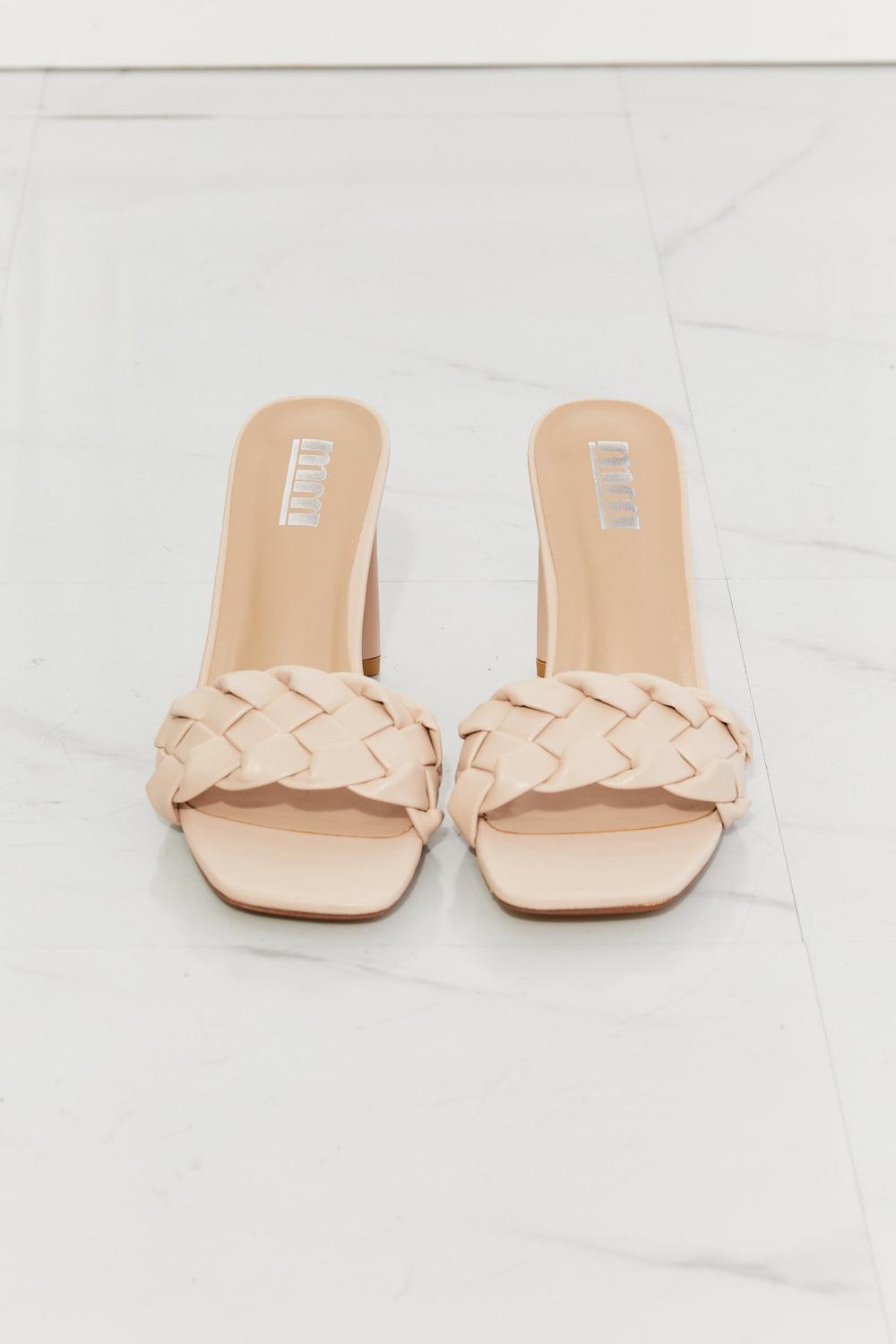 MMShoes Top of the World Braided Block Heel Sandals in Beige - Glamorous Boutique USA L.L.C.