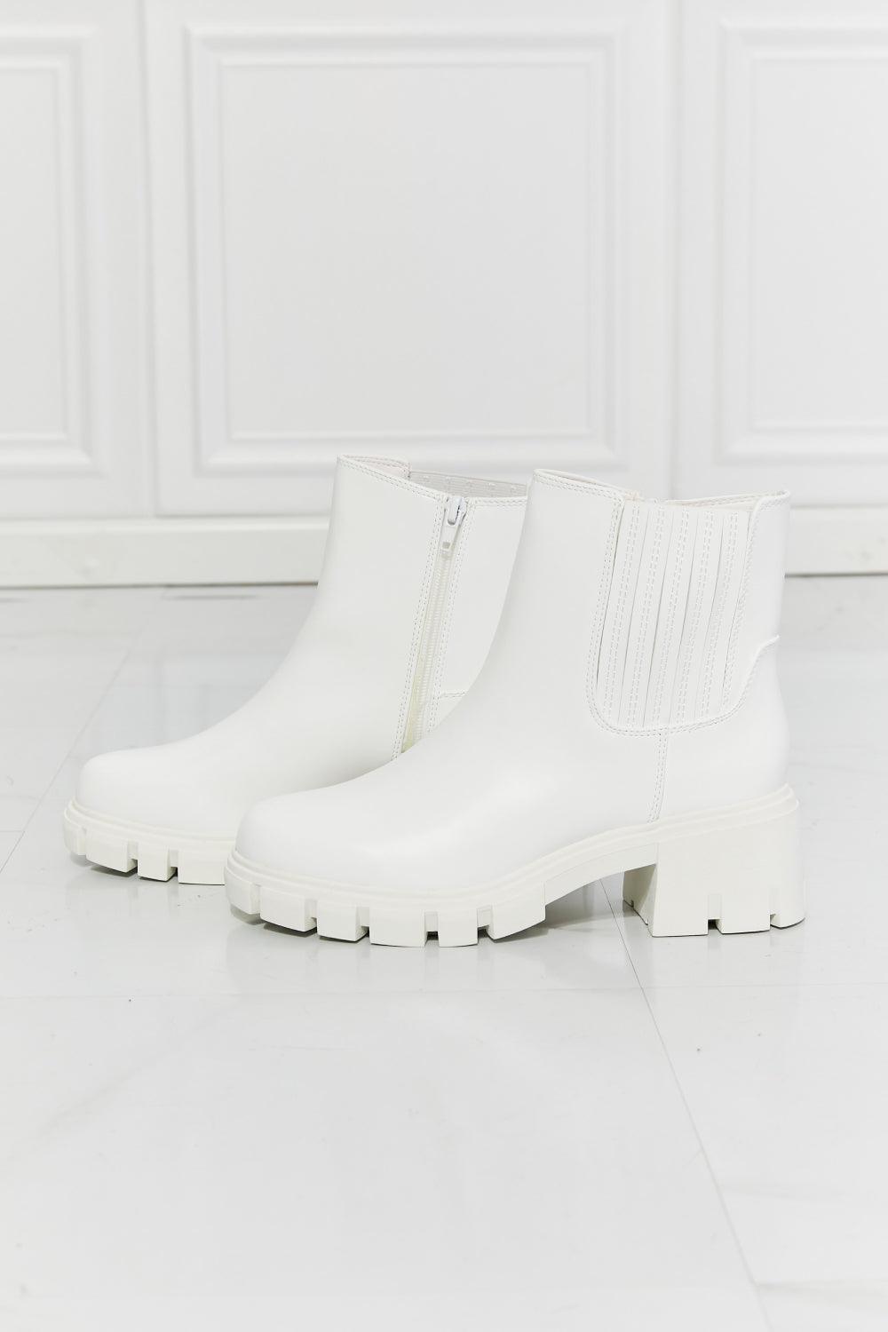 MMShoes What It Takes Lug Sole Chelsea Boots in White - Glamorous Boutique USA L.L.C.