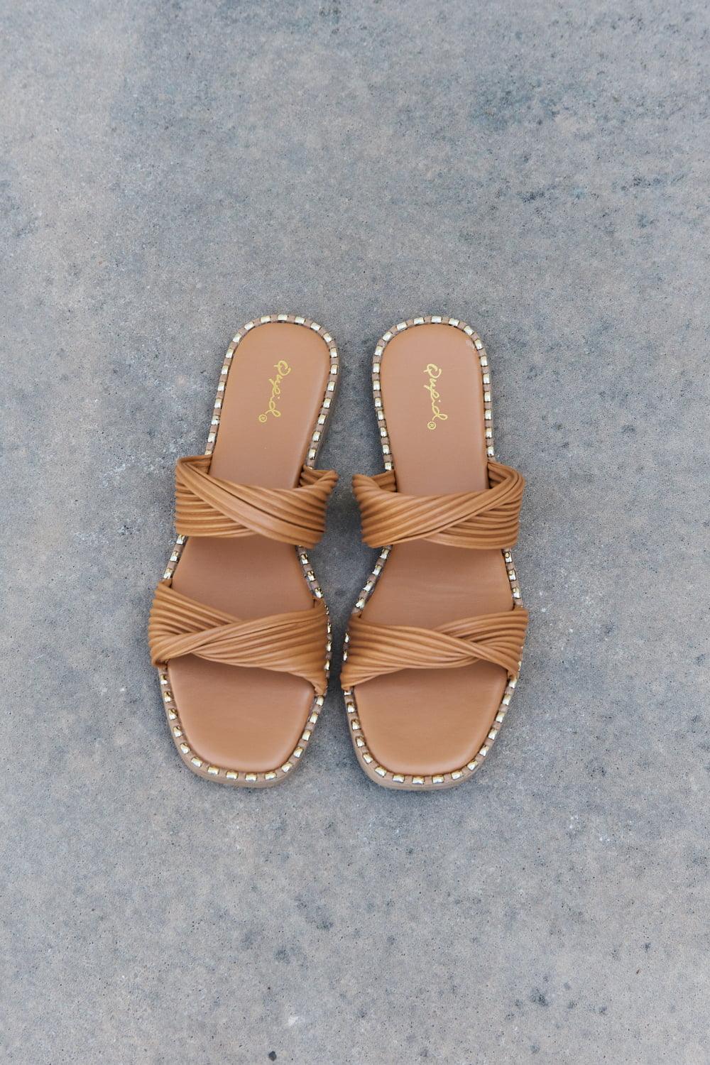 Qupid Summertime Fine Double Strap Twist Sandals - Glamorous Boutique USA L.L.C.