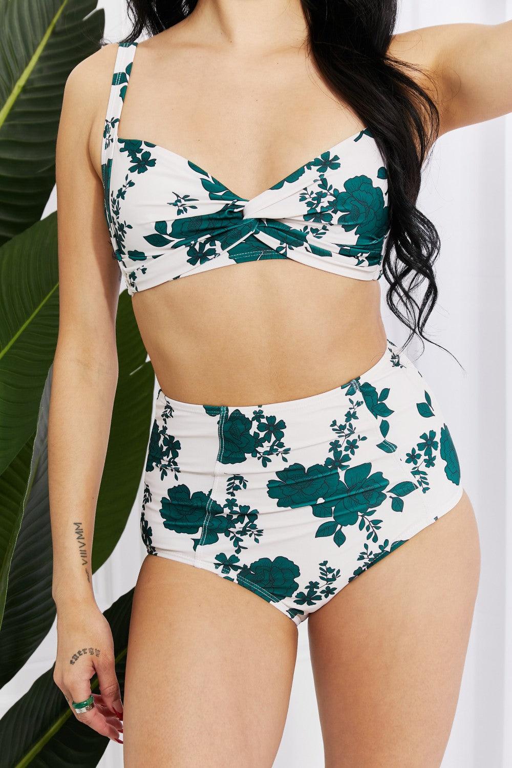 Marina West Swim Take A Dip Twist High-Rise Bikini in Forest - Glamorous Boutique USA L.L.C.
