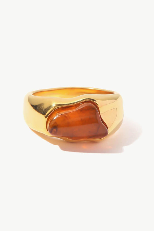 Inlaid Natural Stone Stainless Steel Ring - Glamorous Boutique USA L.L.C.