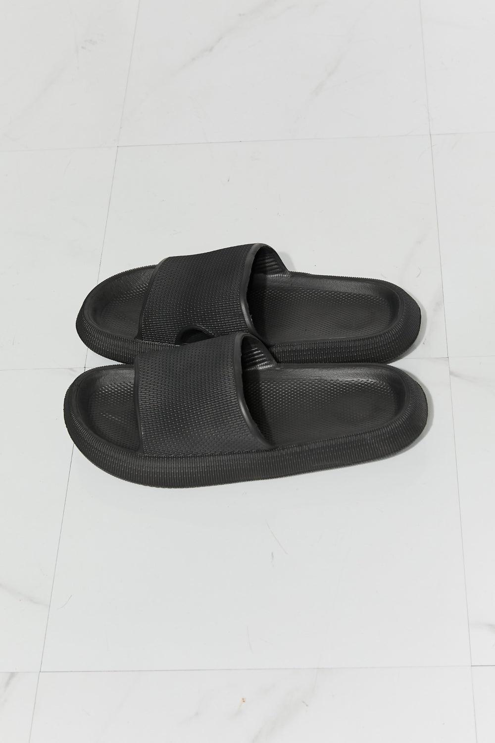 MMShoes Arms Around Me Open Toe Slide in Black - Glamorous Boutique USA L.L.C.