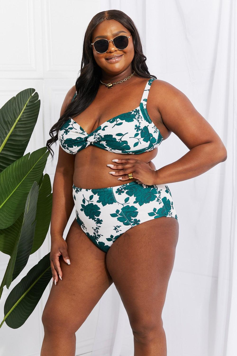 Marina West Swim Take A Dip Twist High-Rise Bikini in Forest - Glamorous Boutique USA L.L.C.