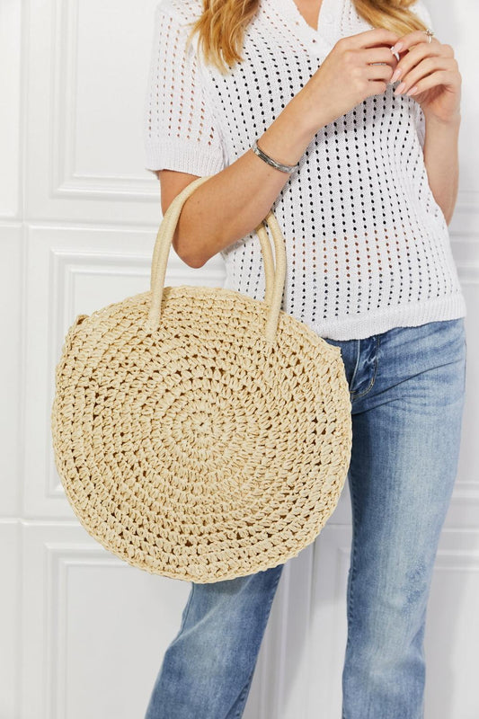 Justin Taylor Beach Date Straw Rattan Handbag in Ivory - Glamorous Boutique USA L.L.C.