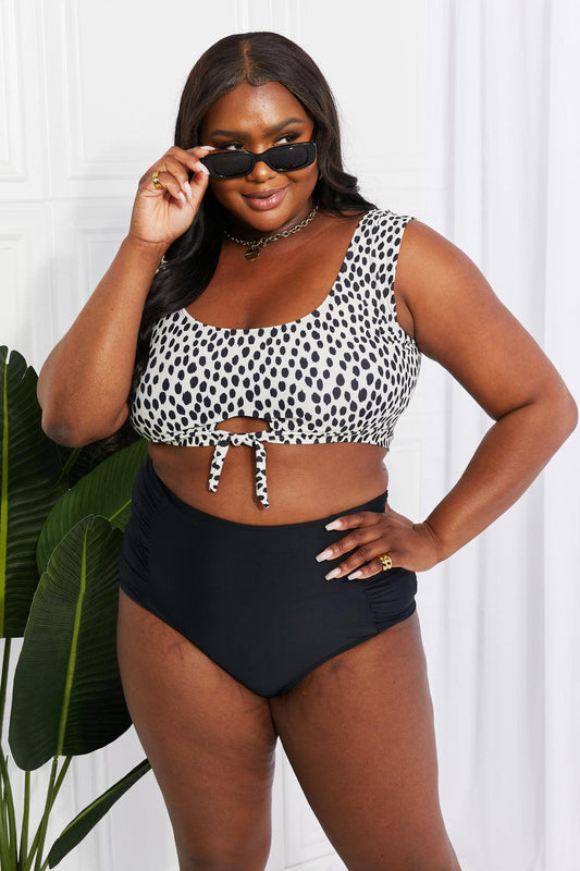 Marina West Swim Sanibel Crop Swim Top and Ruched Bottoms Set in Black - Glamorous Boutique USA L.L.C.